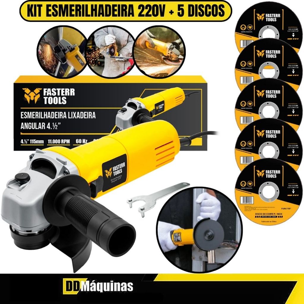 Kit Esmerilhadeira Lixadeira Angular 220V 820W 110