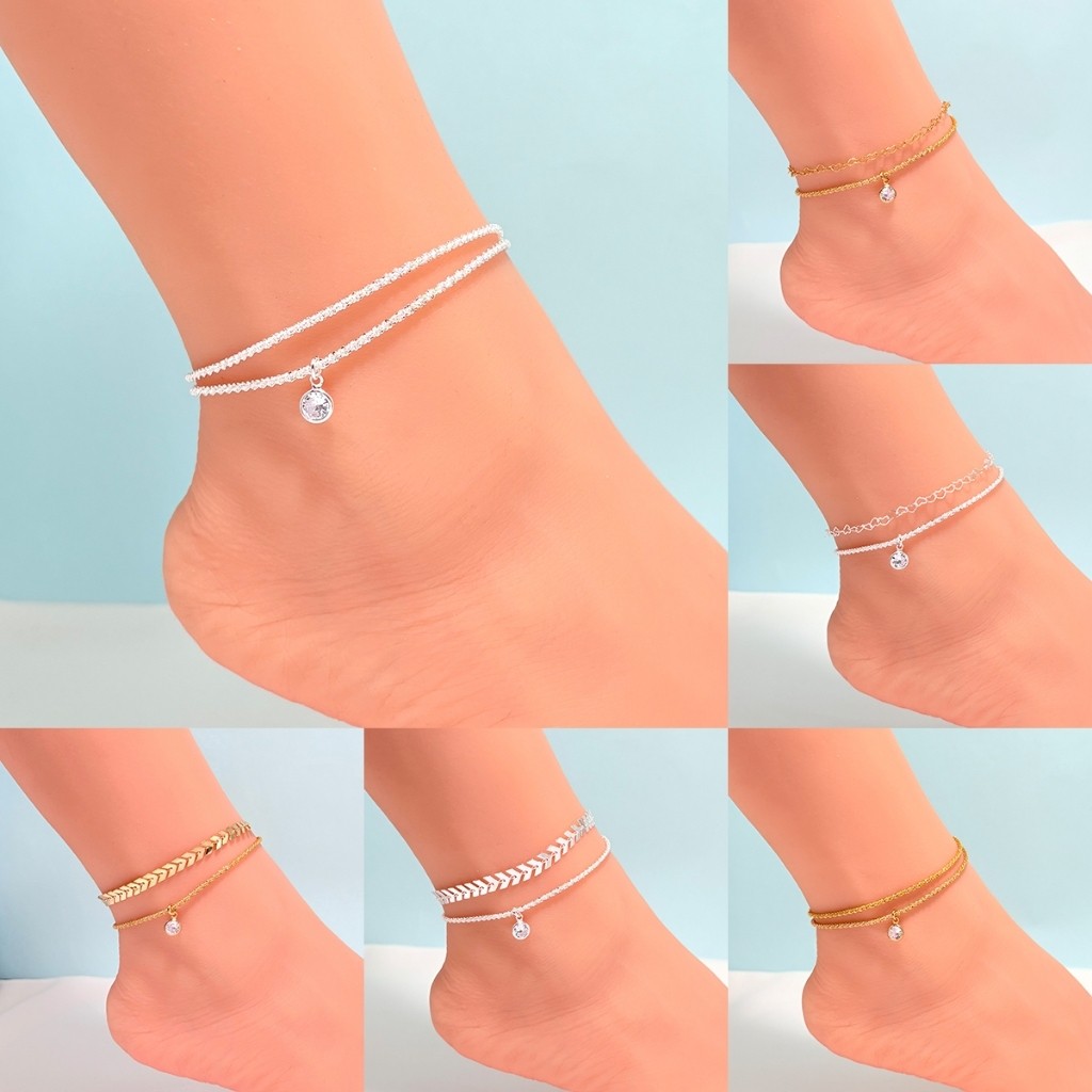 2 peças de tornozeleiras femininas da moda, torno