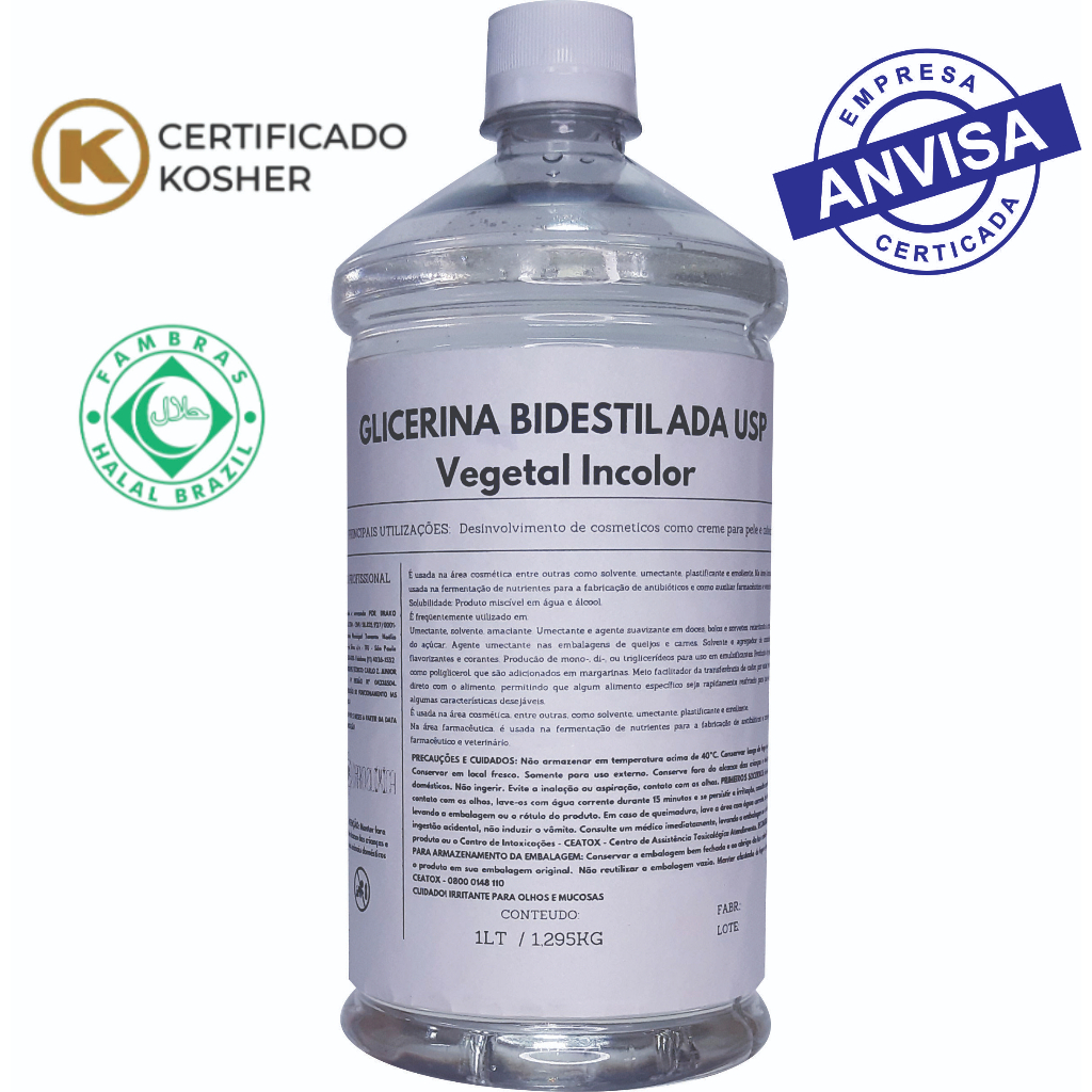 Glicerina Bidestilada USP 100% Vegetal Alimentíci