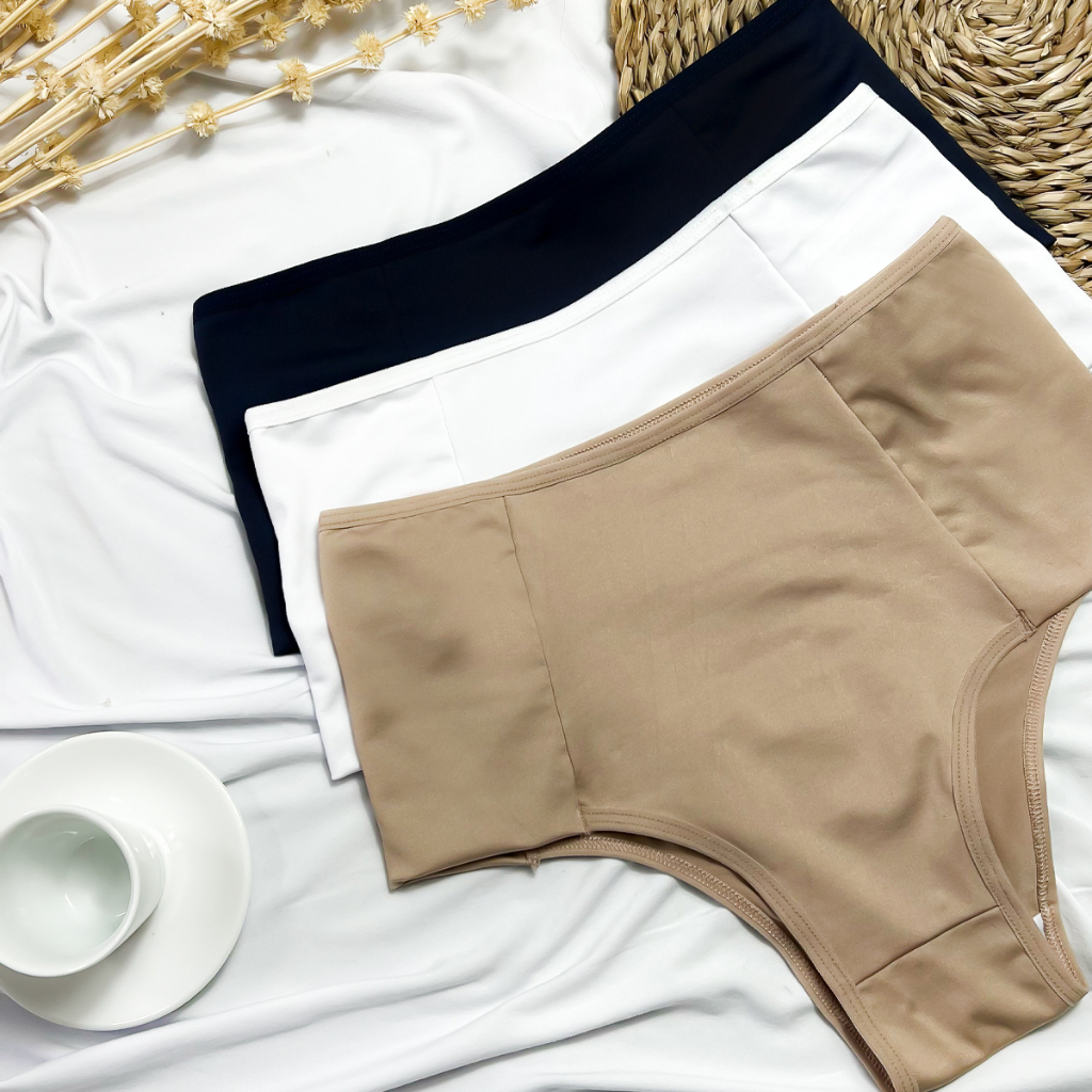 Kit com 3 Calcinhas Cintura Alta Pala Dupla Forro 