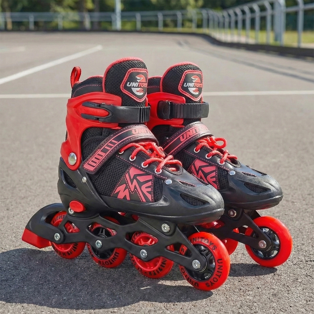 Patins Vermelho Roller Ajustável Infantil Juvenil