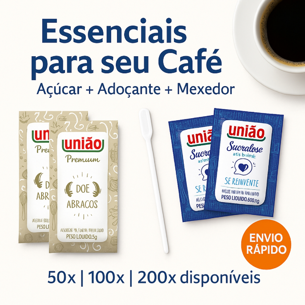 Kit Açúcar Sache União + Adoçante Sachê Sucra