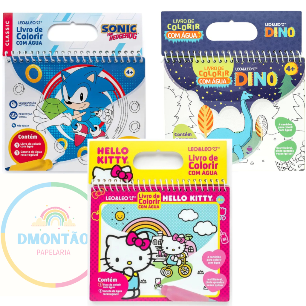 LIVRO DE COLORIR COM ÁGUA DINO – OPPBAG C/ 