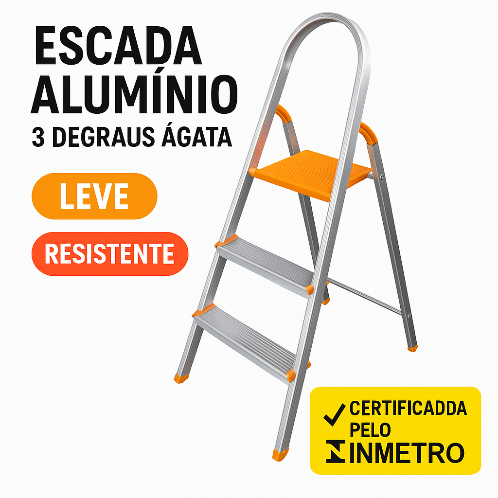Escada Alumínio 3 e 4 Degraus Ágata Residencial 