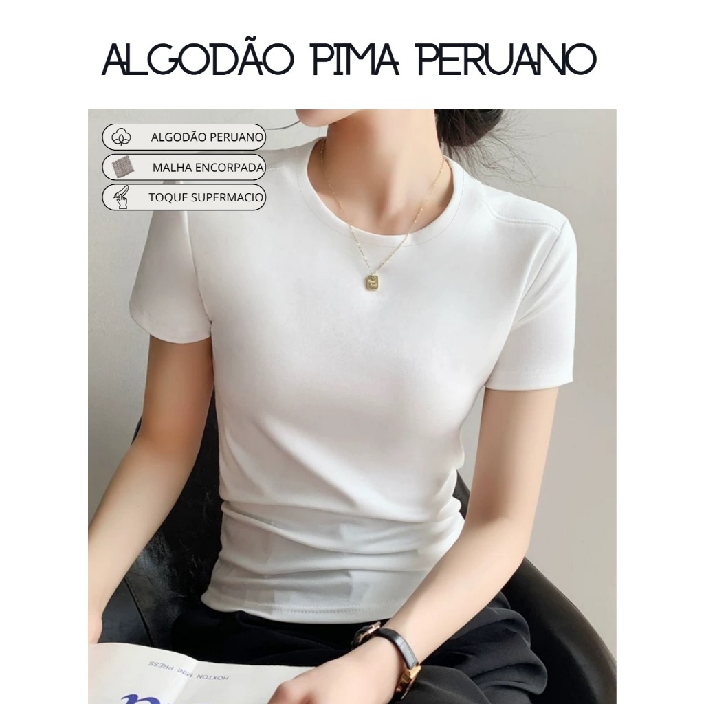 Camiseta Basica Algodão Pima Peruano Tecido Encor