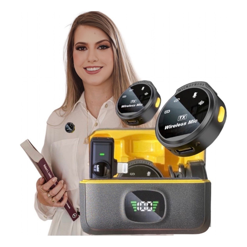 Microfone Lapela J6 Sem Fio | Imã | Preto Redondi