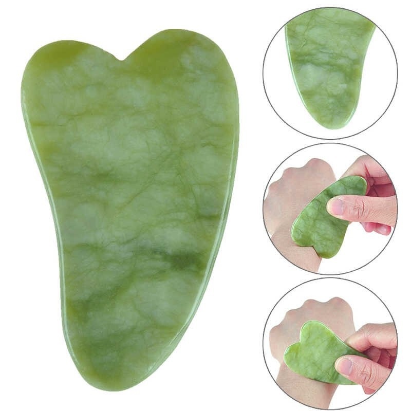 Placa Massageadora Gua Sha Rolo Pedra Natural Jade