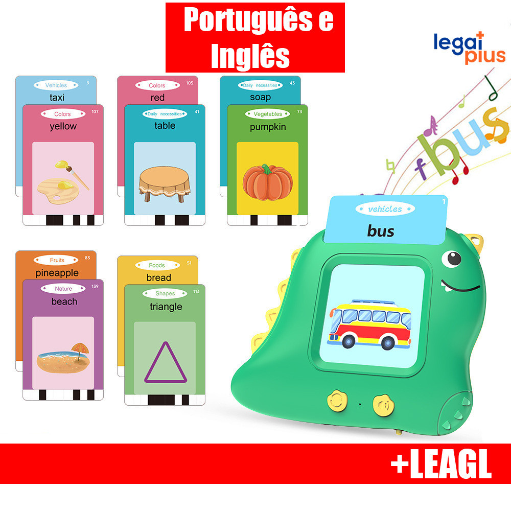 Brinquedo Card Infantil Cartão Fala Inglês Portu