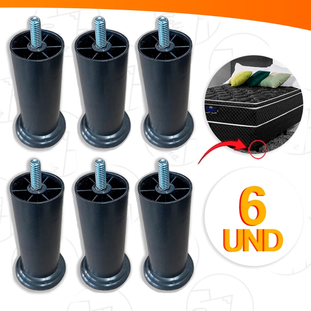 Kit 6x Pés de Cama Box 12cm Cabeceira Pezinho Pl�