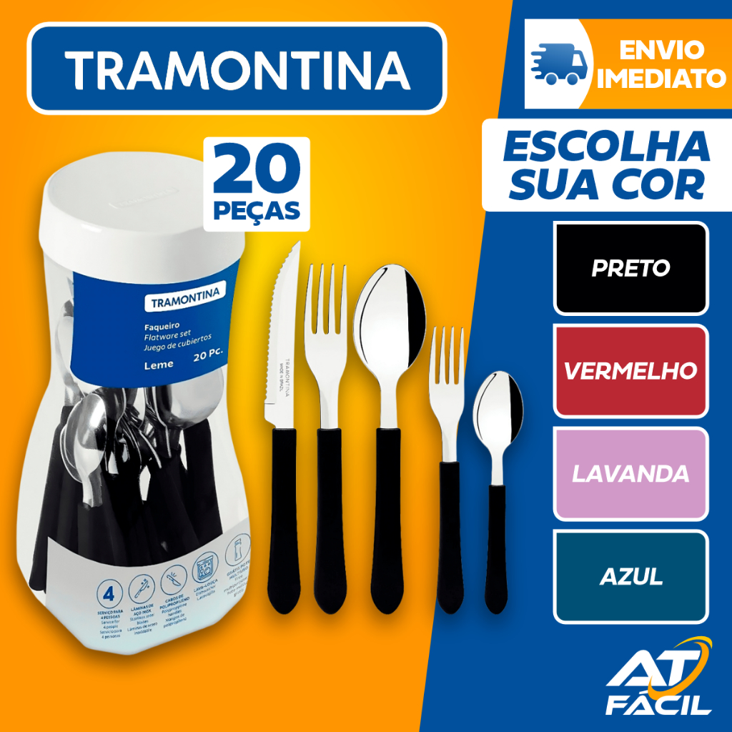 Jogo De Talheres Faqueiro Tramontina Aço Inox Lem