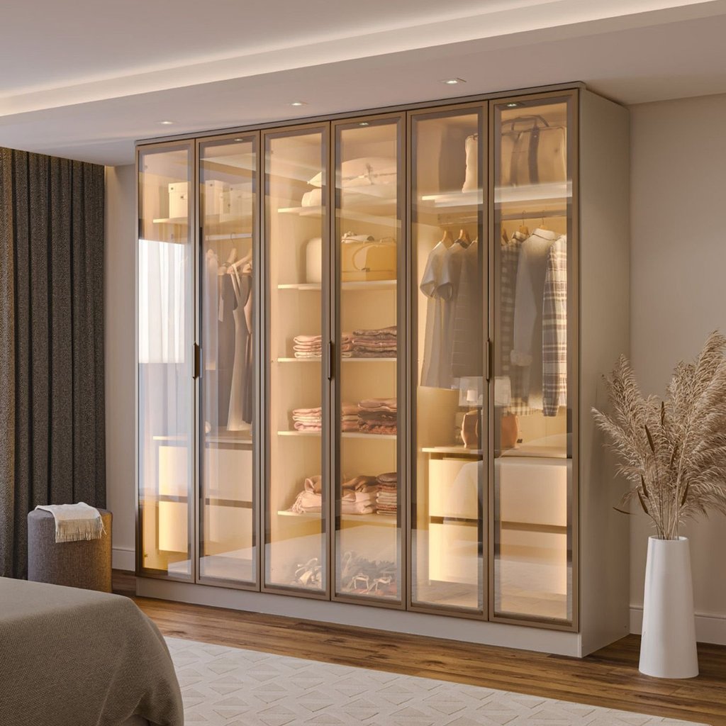 Guarda-roupa 6 Portas Reflecta com Led 100% Mdf Or