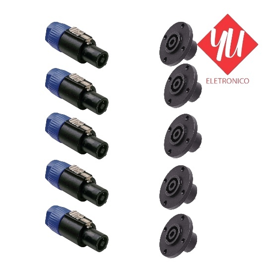 Kit 5 pares Conector Plug Speakon Macho Femea 4 P