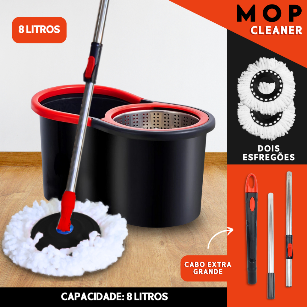 Mop C/ Cabo de 140 cm + 2 Refis – Cesto Em I