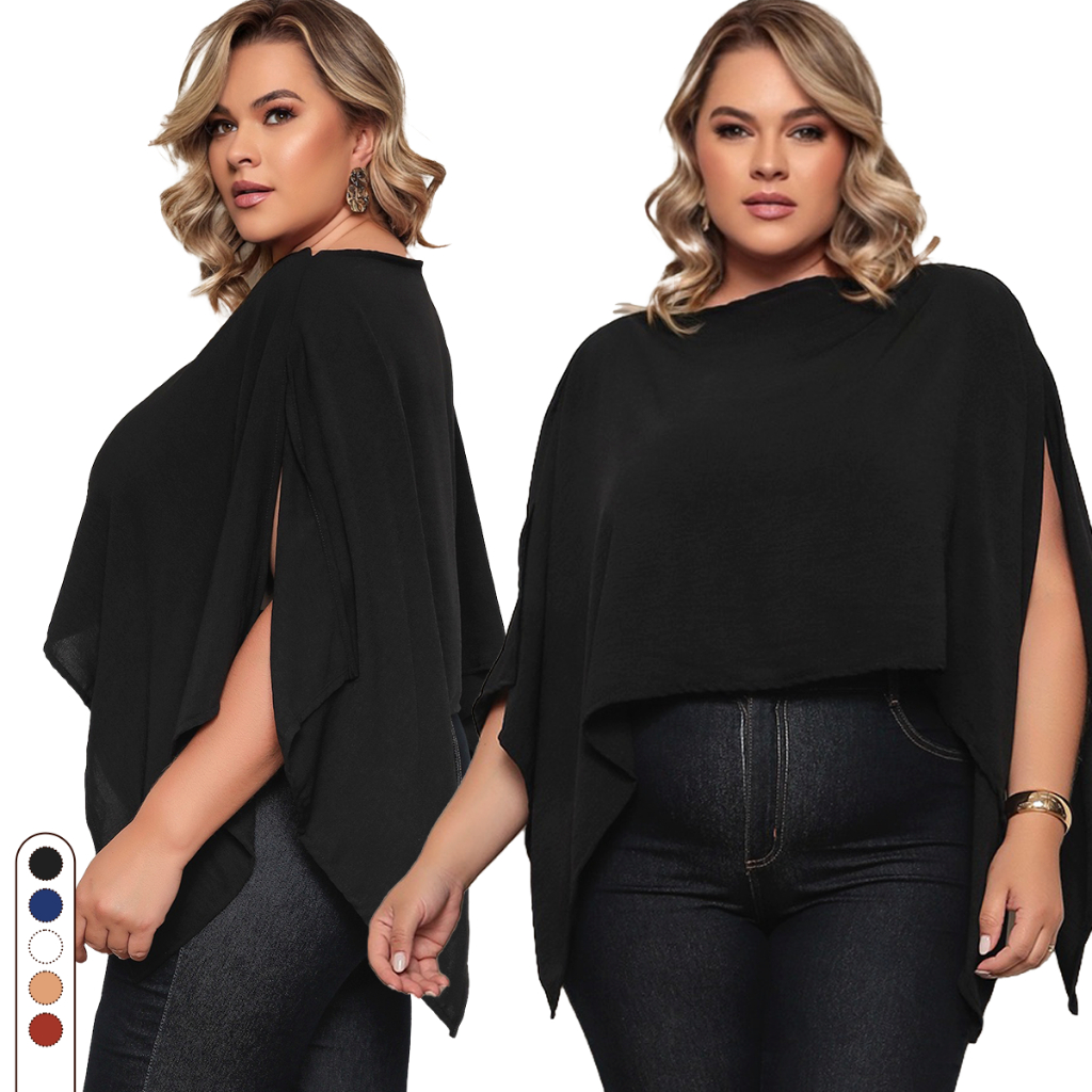 Blusa Cropped Bata Capa Plus Size Multiformas Boho