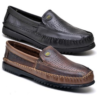 1 Par de Sapato Masculino Mocassim Couro Legítimo