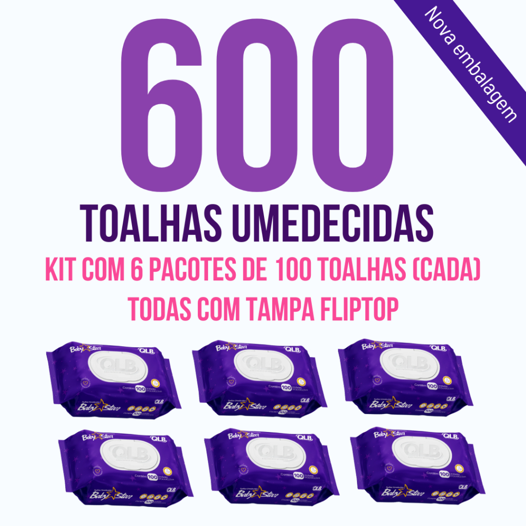 Caixa com 6 Lenços/Toalhas Umedecidas Baby Star R