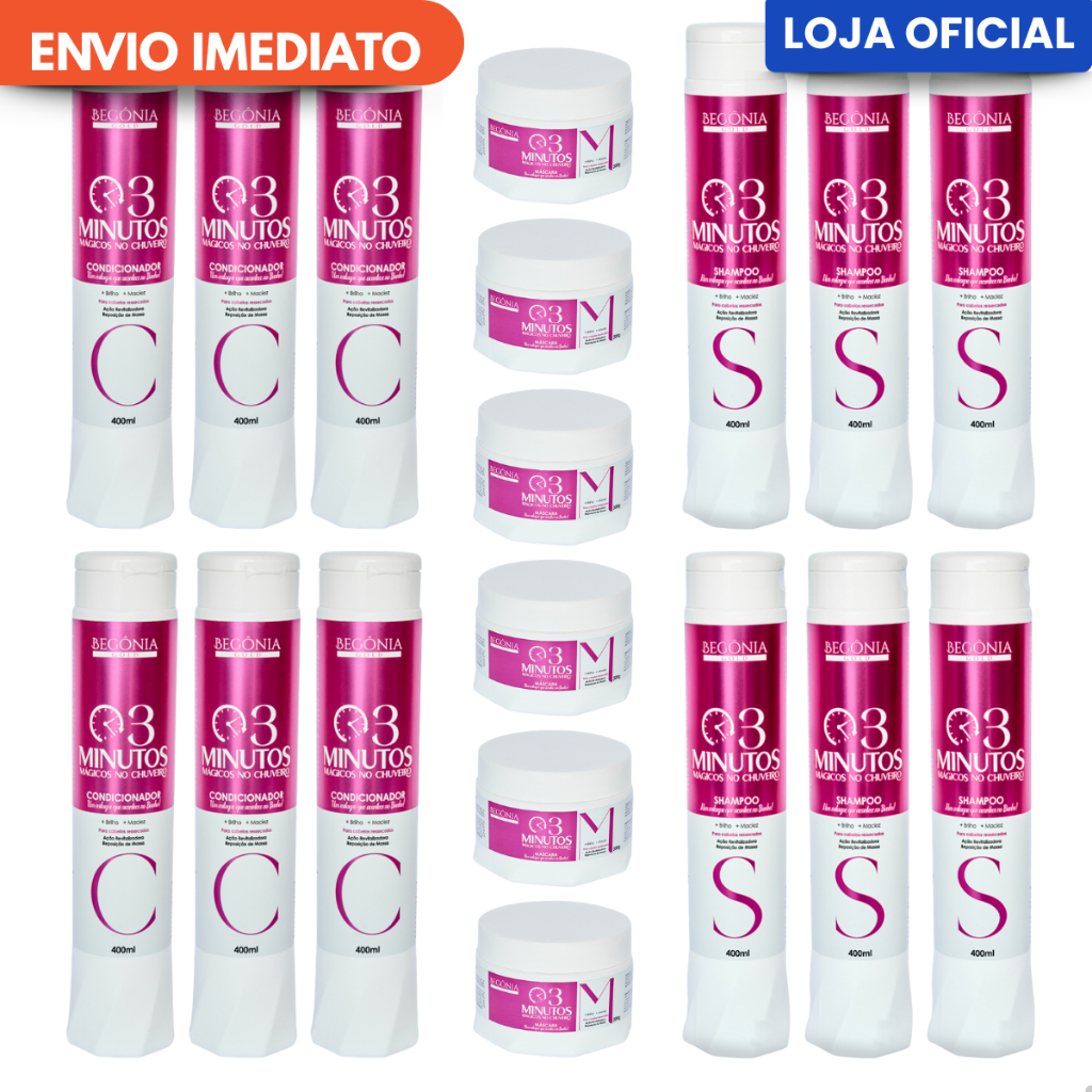Kit 6 Shampoo + 6 Condicionador + 6 Máscara de Hi