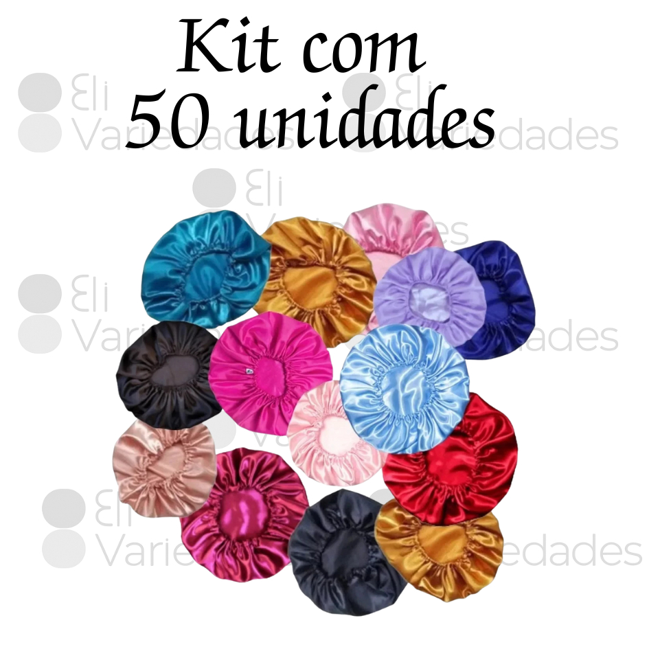 Kit com 50 Toucas de Cetim Antifrizz  Ideal para D