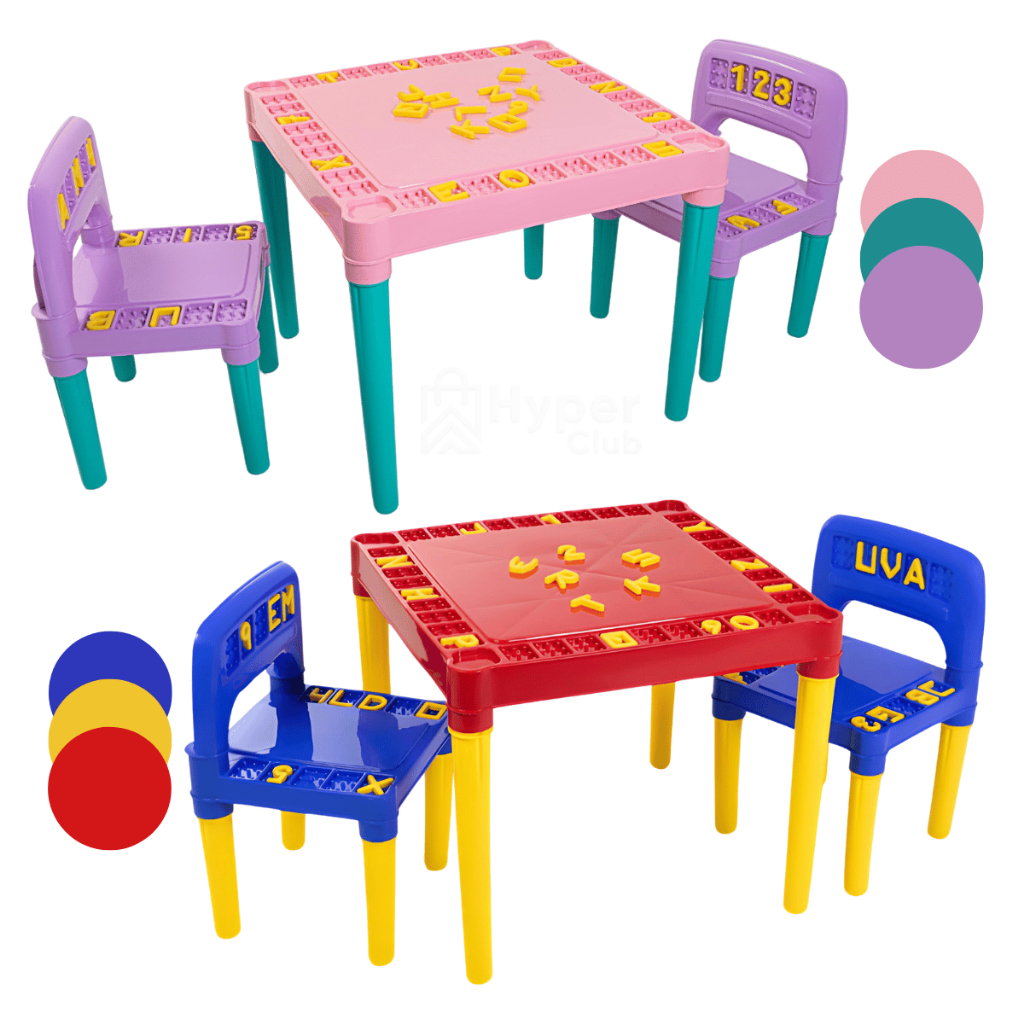 Mesa Infantil Didática Com 2 Cadeiras com alfabet