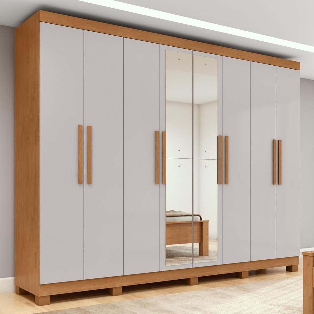 Guarda-roupa Casal Easy Slim 8 Portas Com Espelho 