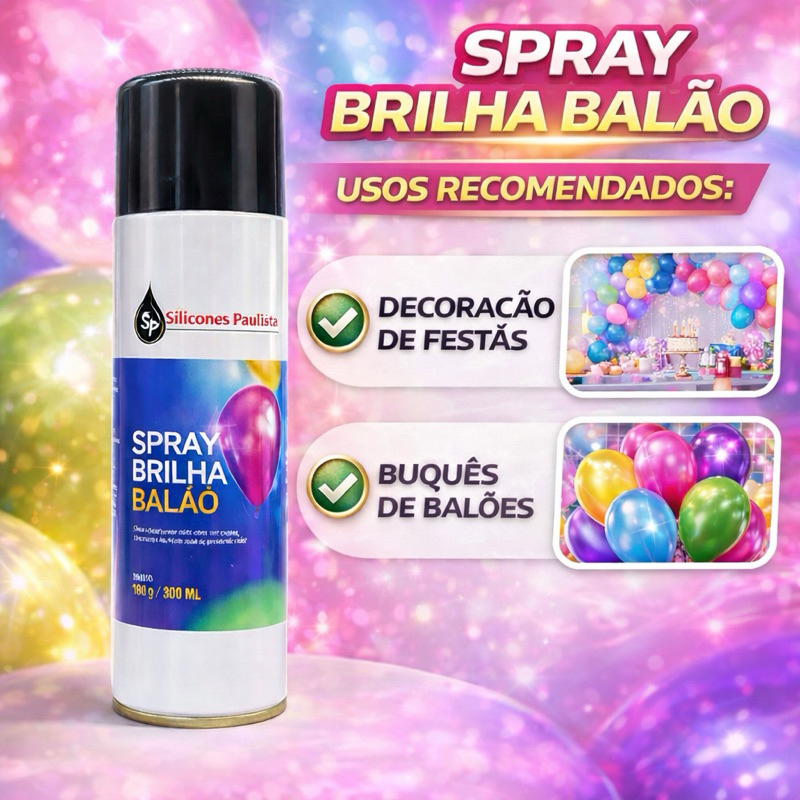 1 unidade Spray Brilha Balão Bexiga Latéx Metali