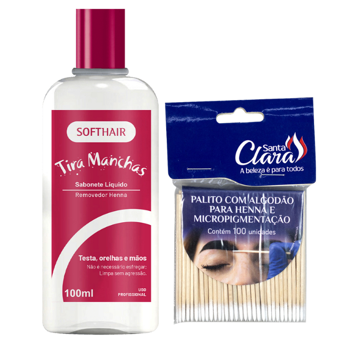 Kit Tira Manchas Henna 100ml Softhair + 100 Palito