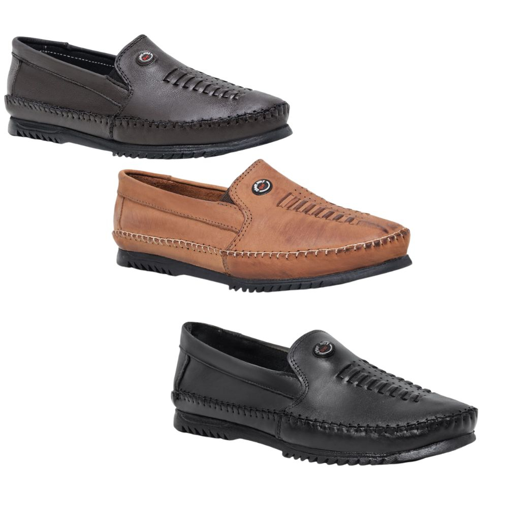 KIT 3 PARES mocassim casual de couro legitimo sapa