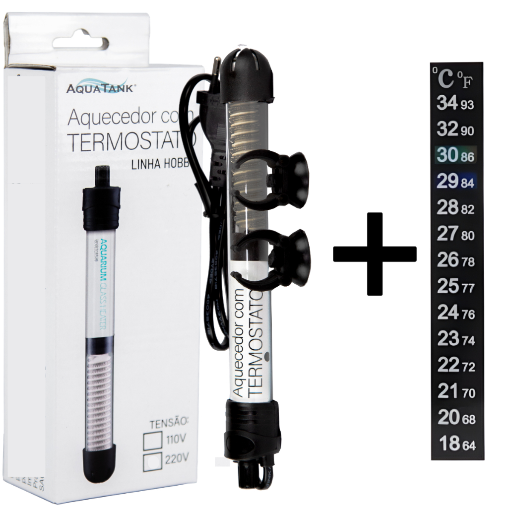 Termostato Aquecedor 25w + Termometro Aquatank par