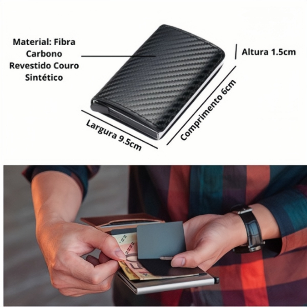 Carteiras Fibra De Carbono Porta-Cartões Masculin