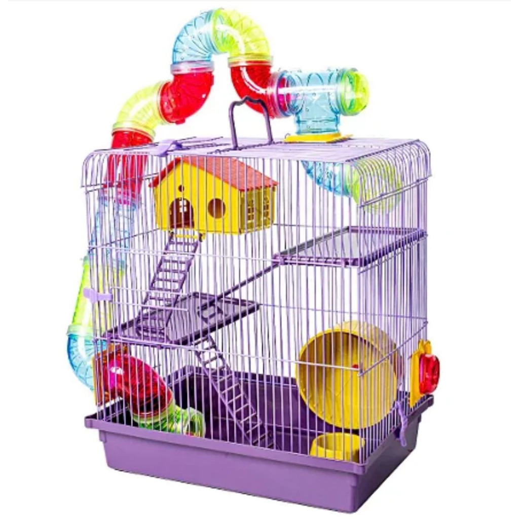 Gaiola Tubo Super Luxo Roedores Hamster 3 Andares 