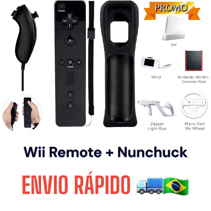 Controle Nintendo Wii Remote + Nunchuck (Novo) Wii