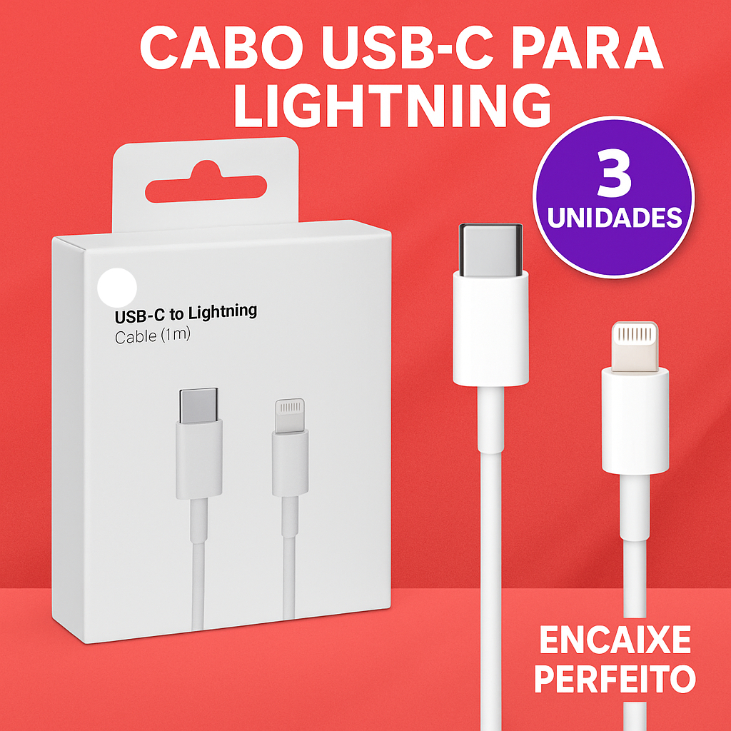 kit com 3 Cabos Para IPhone Turbo De Máxima Resis