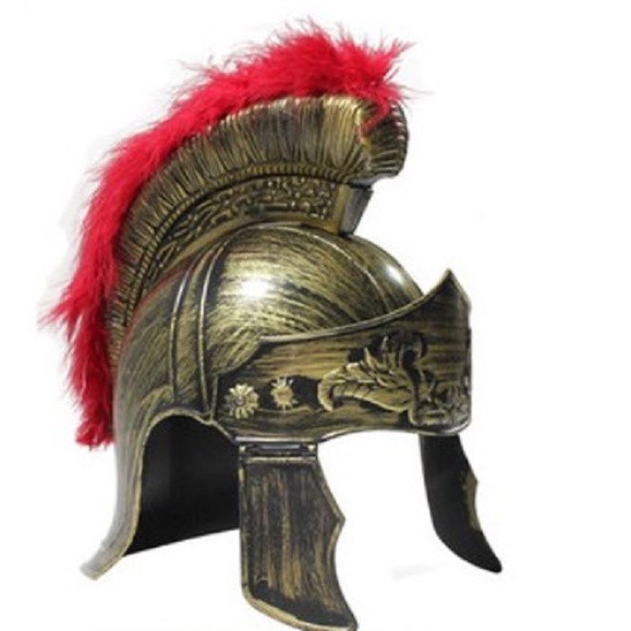 Fantasia Capacete Soldado Romano Gladiador com Plu