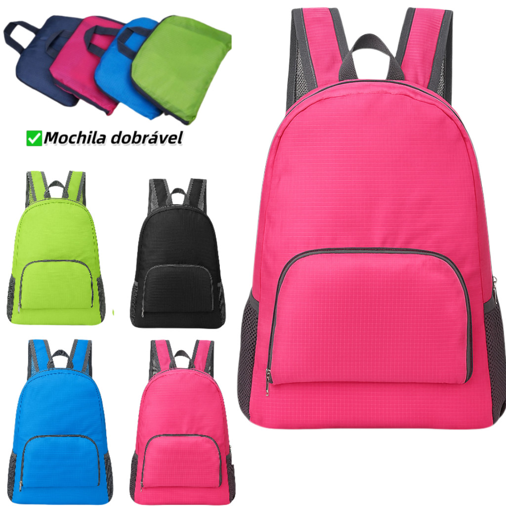 Mochila De Nylon Dobrável Compacta Impermeável