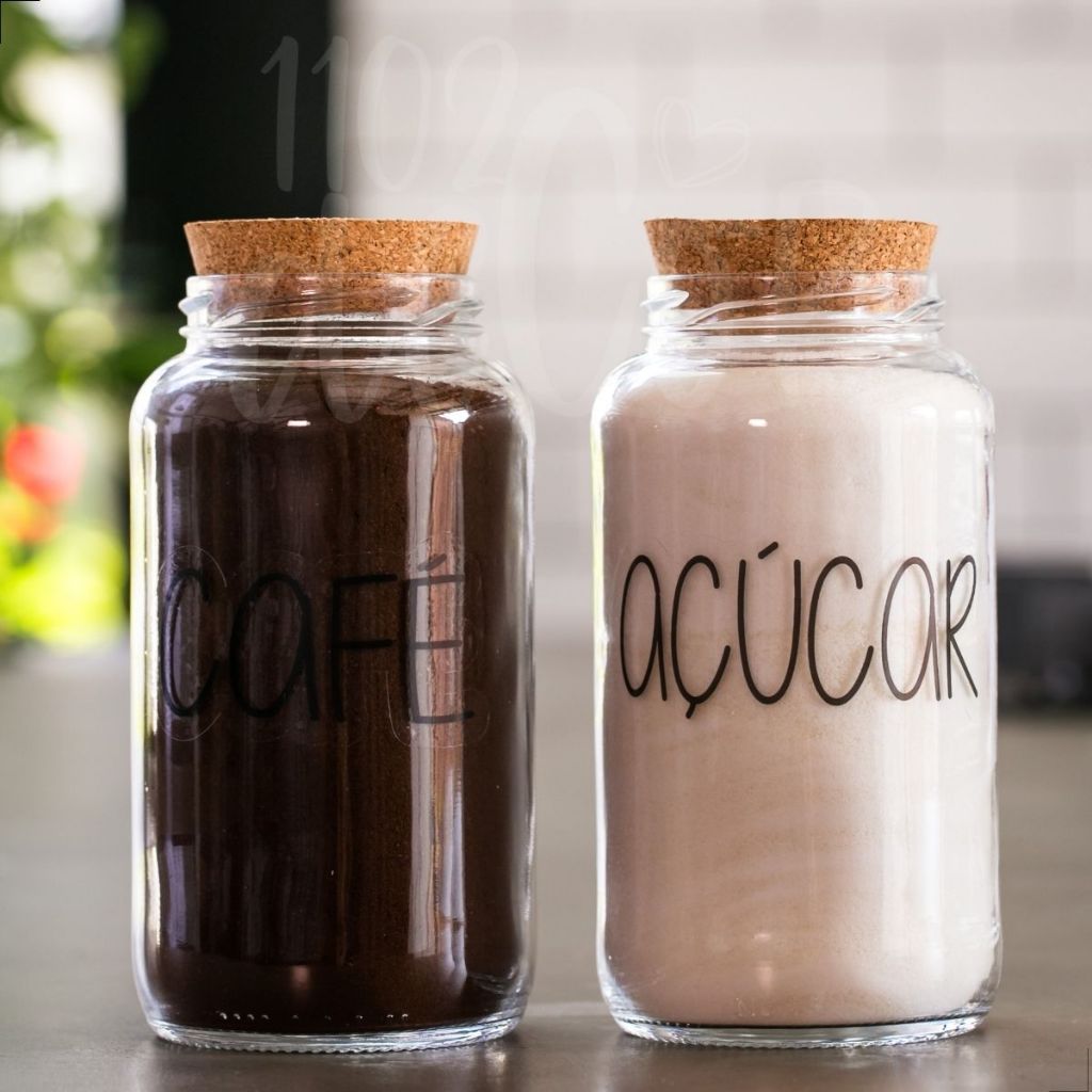 Kit Cantinho do Café + Açúcar | 2 potes de Vidr