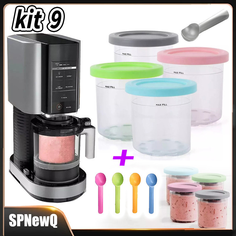 4pcs Recipientes Sorvete + Potes Armazenamento Par