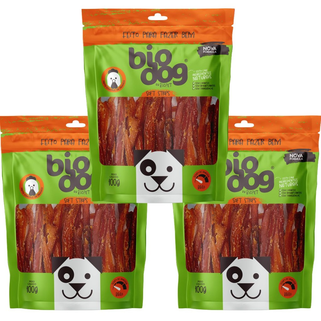 Kit 3x Petisco Natural Snack para Cães Biodog Gou