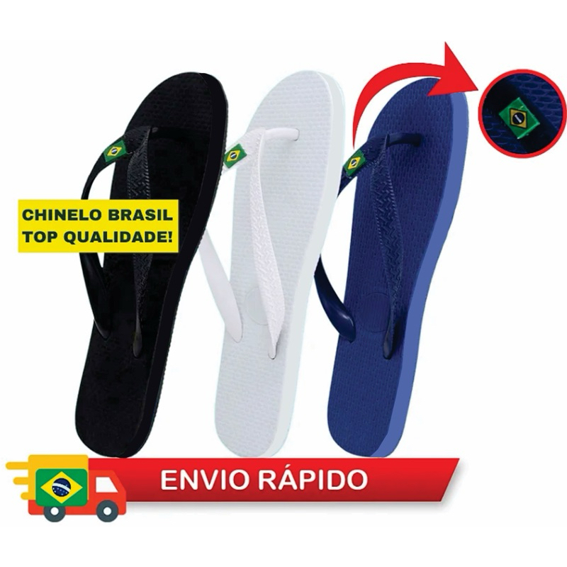 KIT 02 PARES CHINELO BANDEIRINHA UNISSEX TRADICION