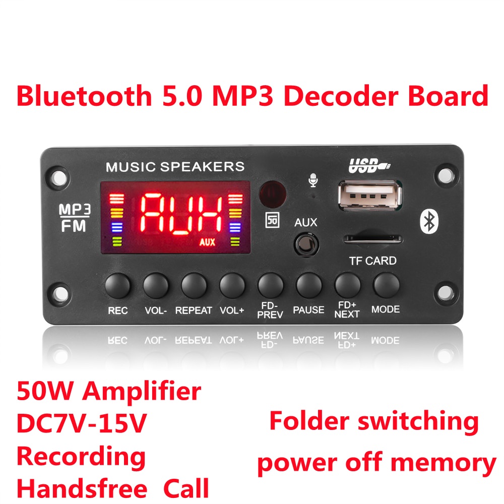 2 * 25W 50W Amplificador DC 7-15V MP3 Decodificado