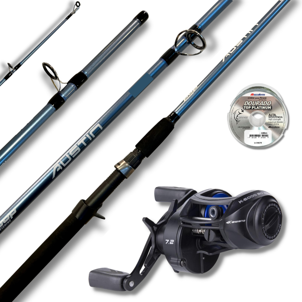 Kit Barato Pesqueiro Tamba Vara Austin 60lbs + Car