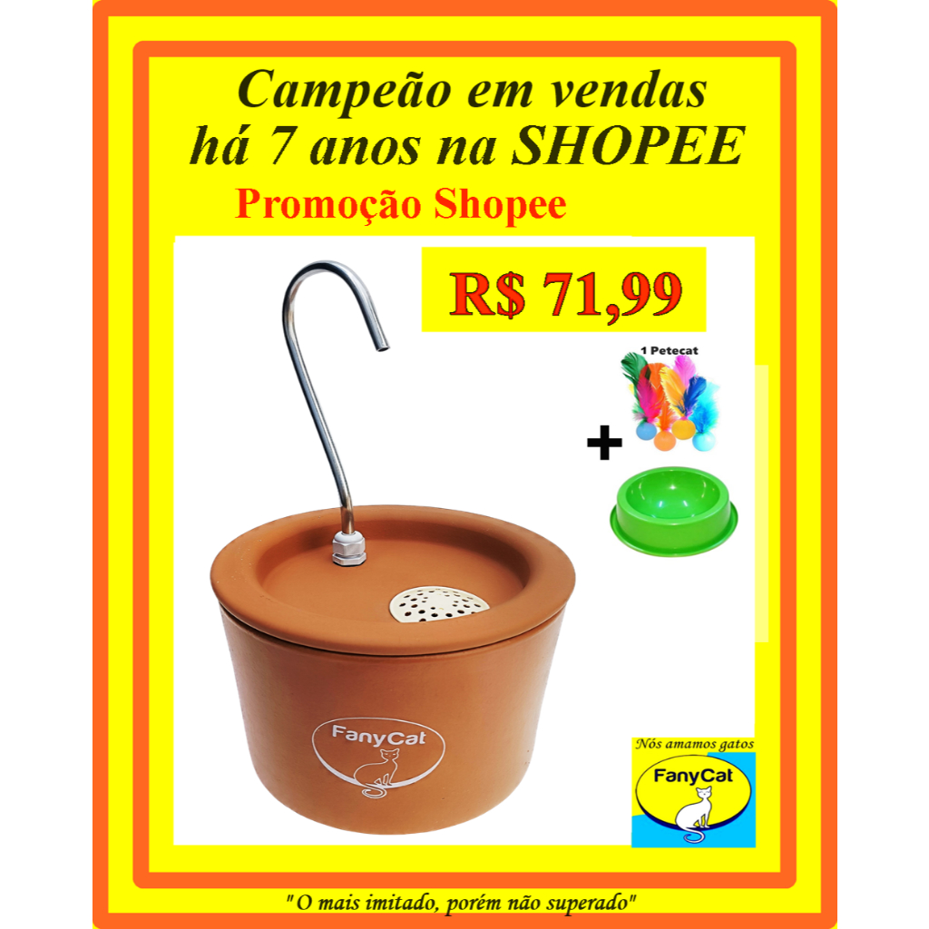 Bebedouro Fonte Gatos em Cerâmica O Melhor O N.1 