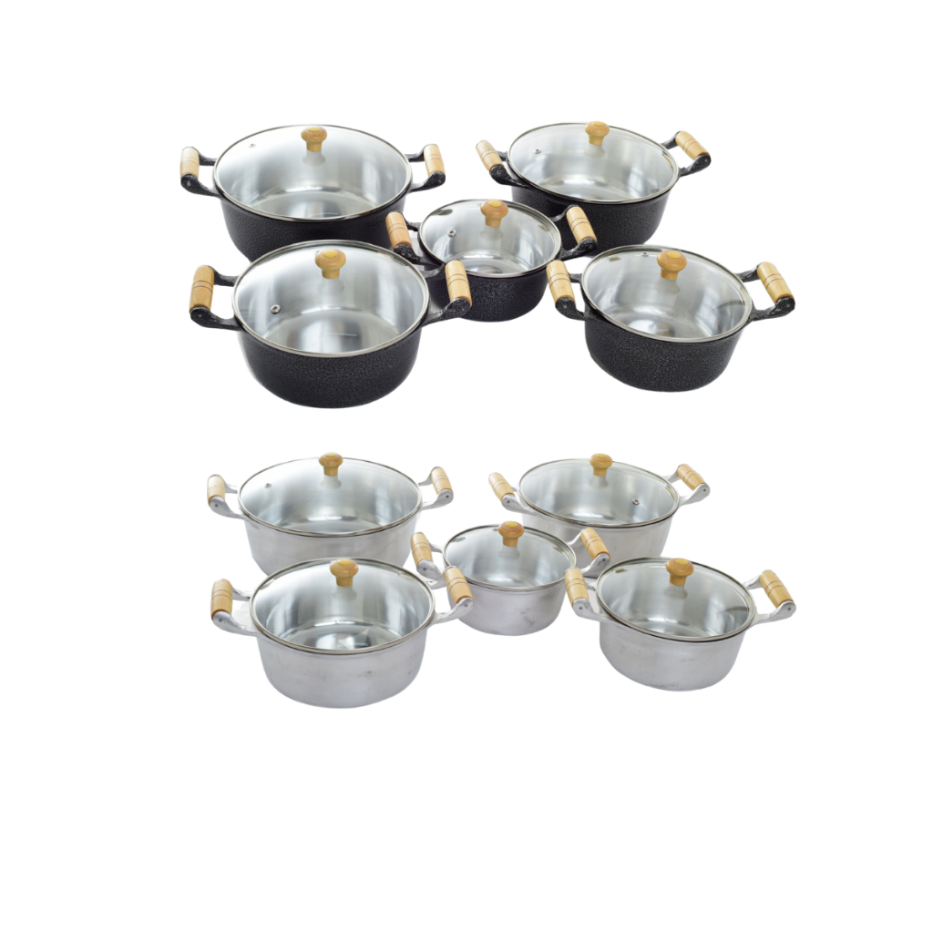 Jogo de Panela com Tampa de Vidro Alumínio Fundid