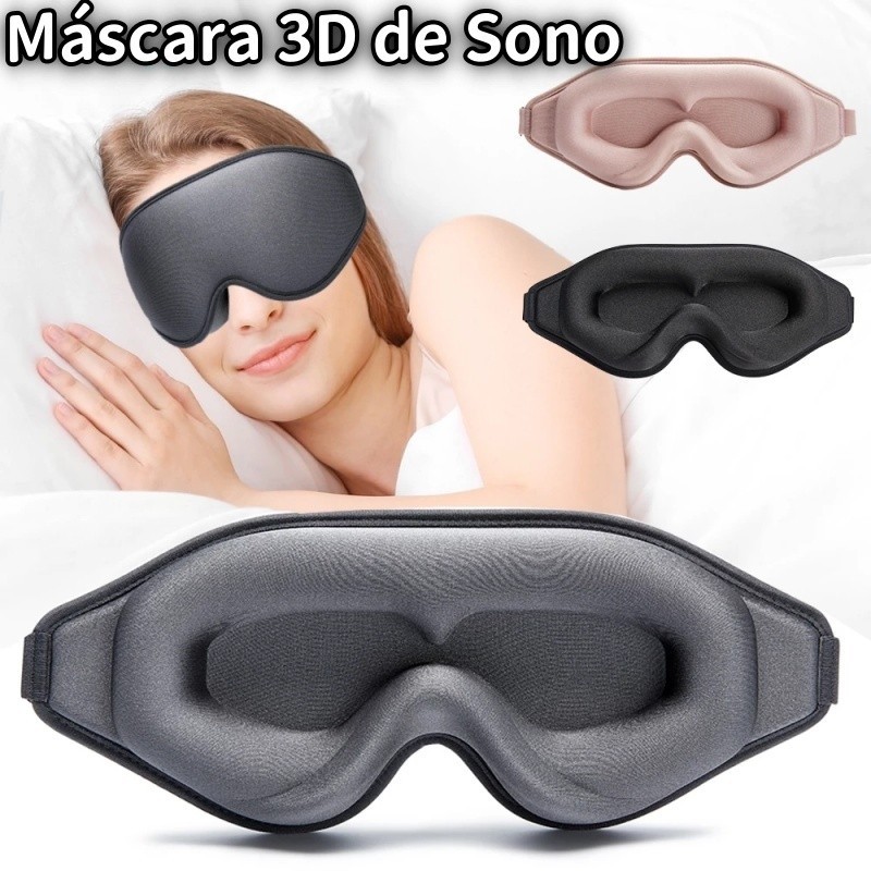 Máscara Espuma Confortavel Dormir 3D Sombra Black