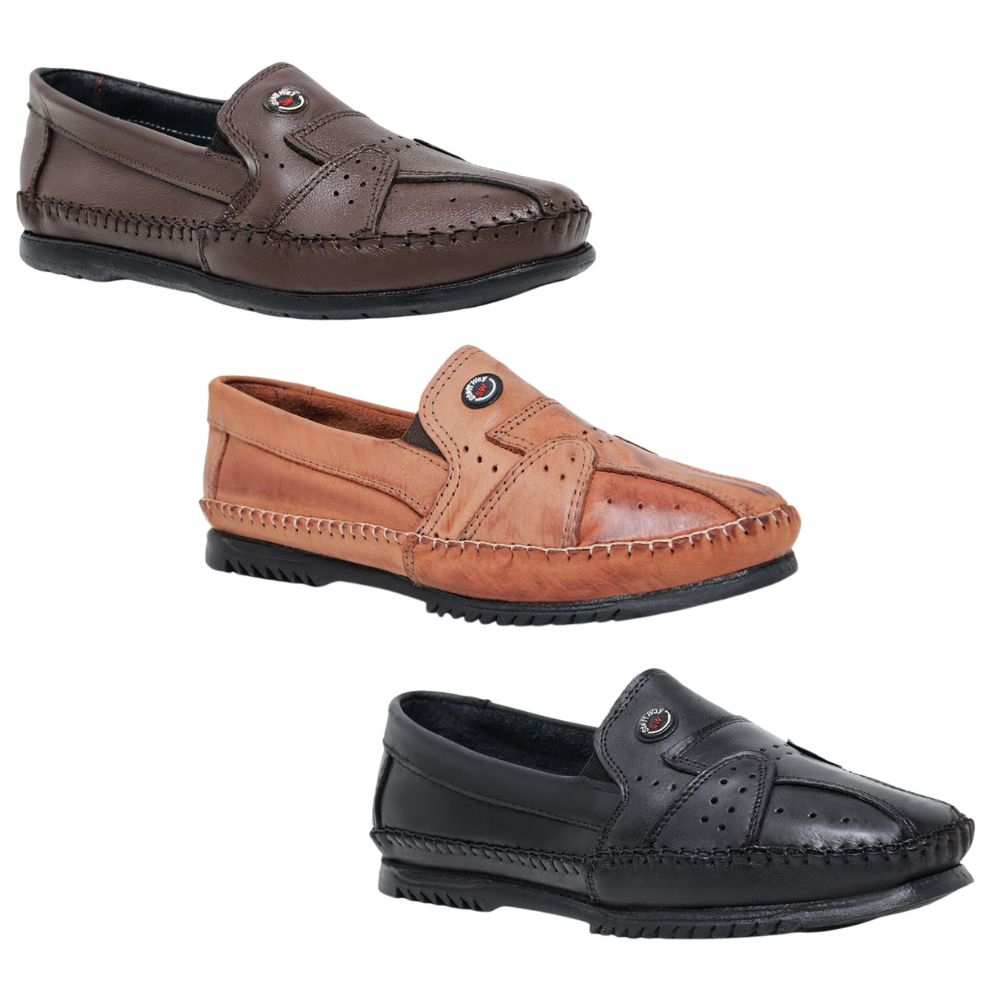 KIT 3 PARES mocassim slip on casual de couro legit