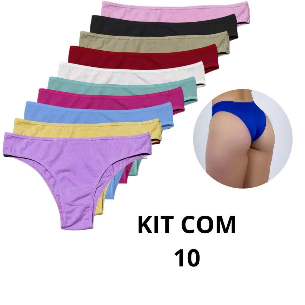Kit calcinha feminina tanga conforto suede