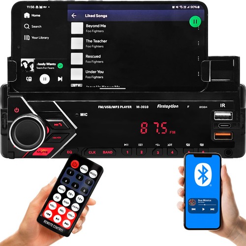 Rádio MP3 Player Som Automotivo 3010F 2024 Suport