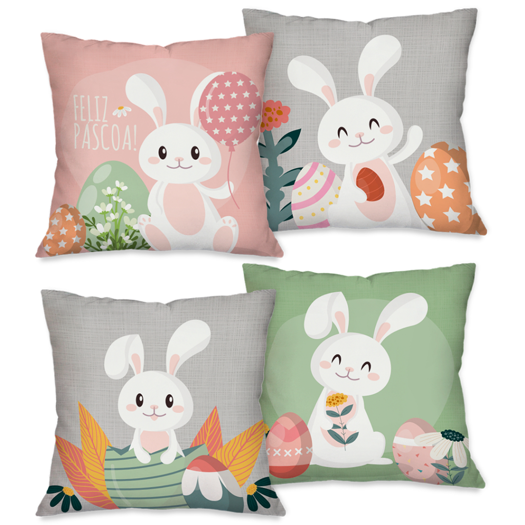 KIT COM 04 CAPAS PARA ALMOFADAS DECORAÇÃO PÁSCO