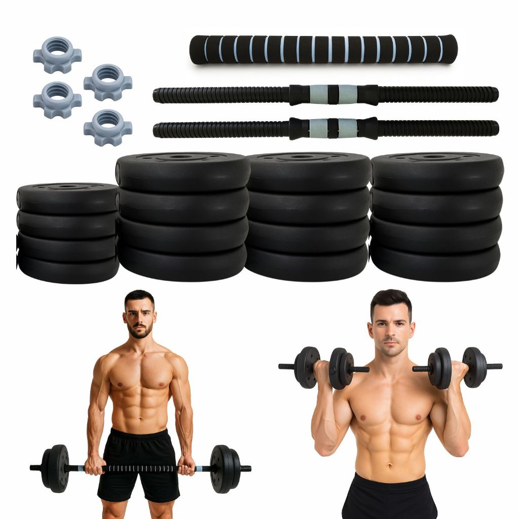 Conjunto De Halter Kit Peso Emborrachado 30kg Musc