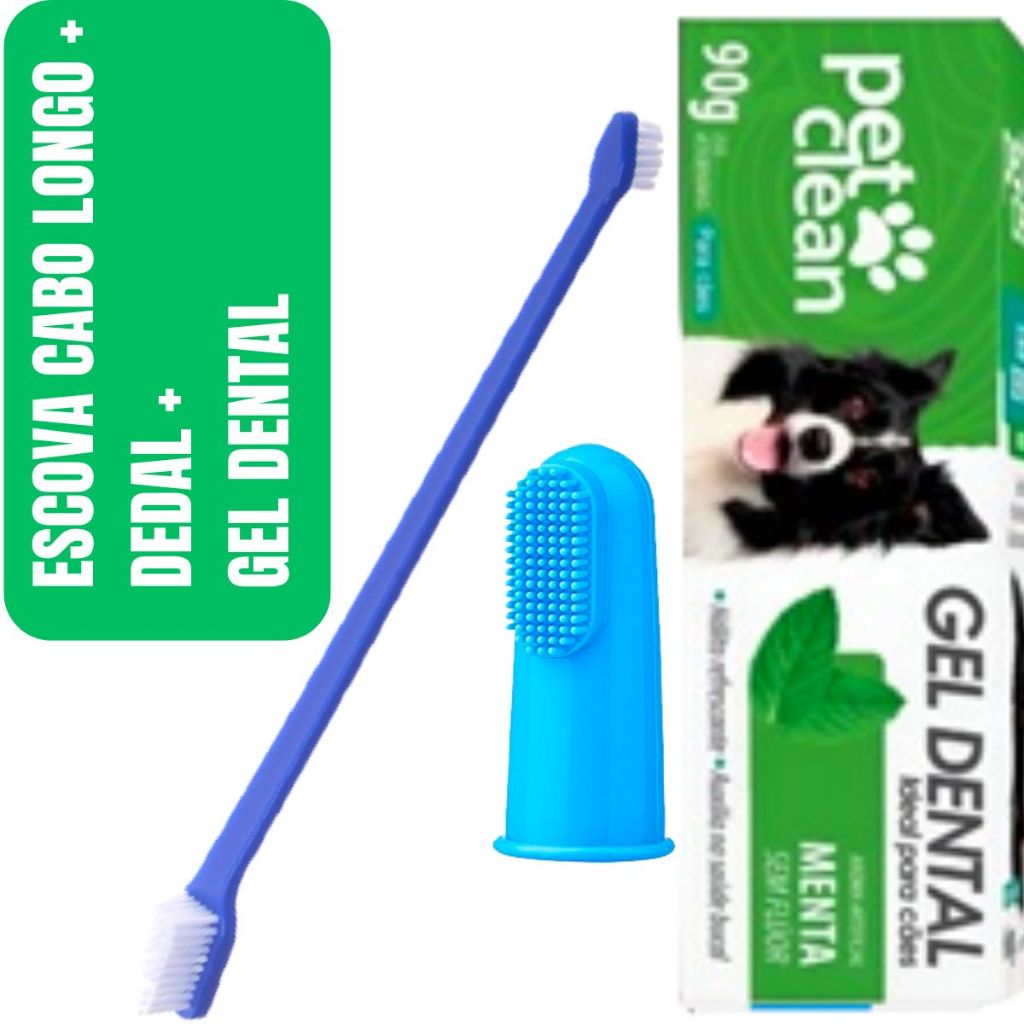 Escova de Dente Gel Dental Kit Higiene Bucal Pet P