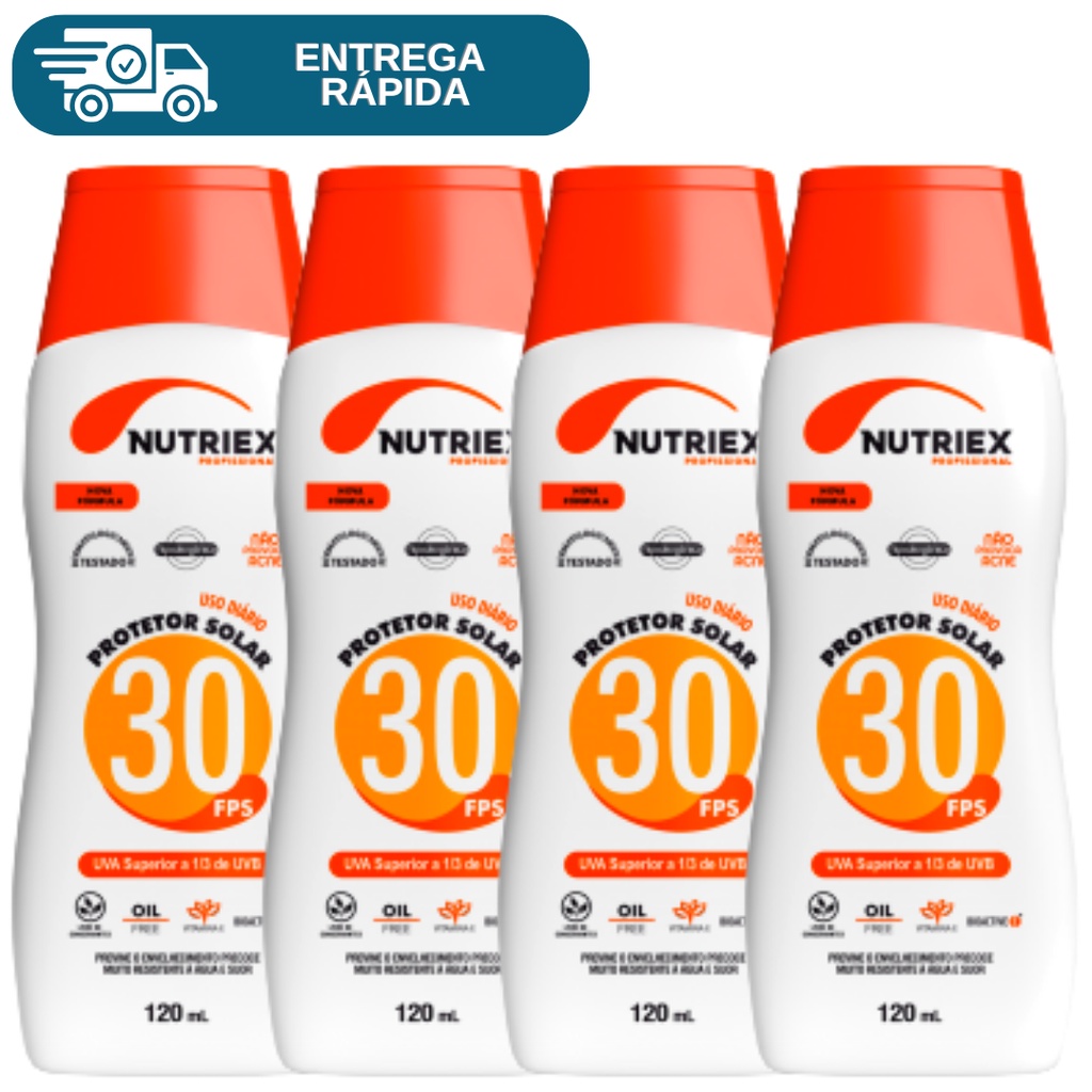 Kit 4 Protetor Solar Fps 30 120ml Nutriex 1/3 UVA